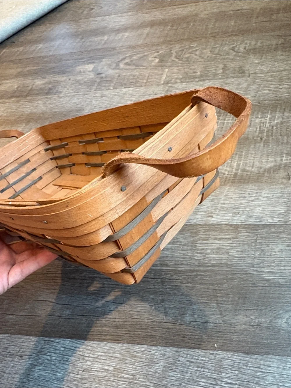 Longaberger Bread Basket Brown 14” Rectangular Basket with Handles 1991